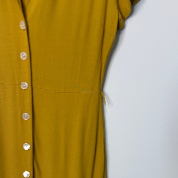 Aritzia Wilfred midi mustard yellow shirt dress size M - Picture 6 of 15
